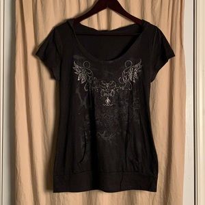 Heart print hooded Tee